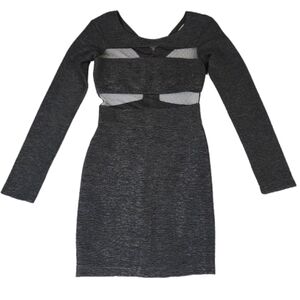 BÇBG Black Mini Dress Womens Size 0 Mesh Front Open Back Zip Up